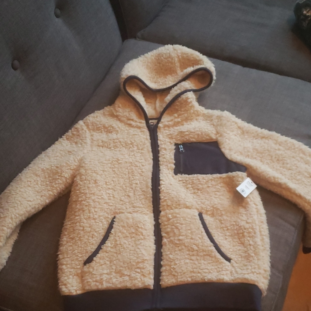 Hooded sherpa zip up